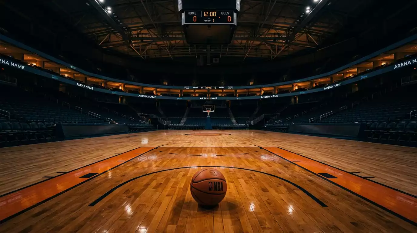 NBA basketball court with overlay of fractional odds and ante-post betting markets